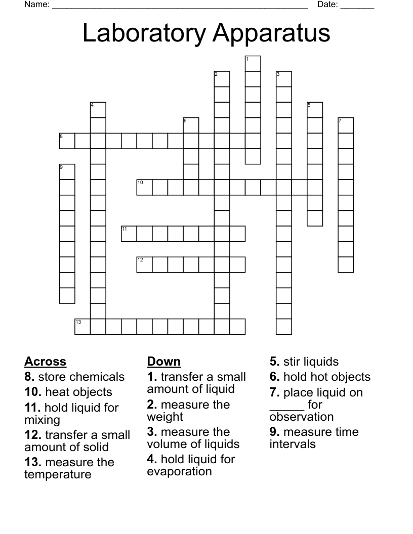 Laboratory apparatus crossword