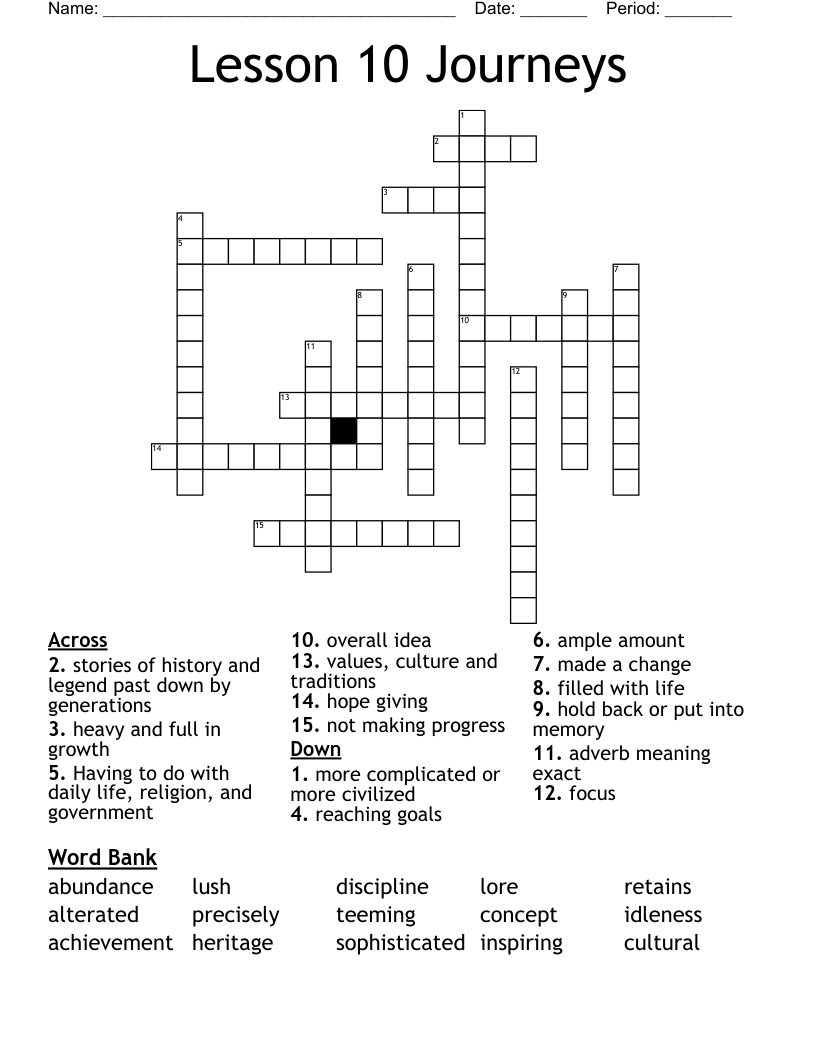 Lesson 10 journeys crossword