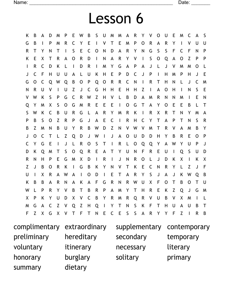 lesson 6 word search wordmint