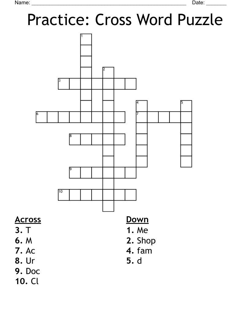 practice cross word puzzle wordmint