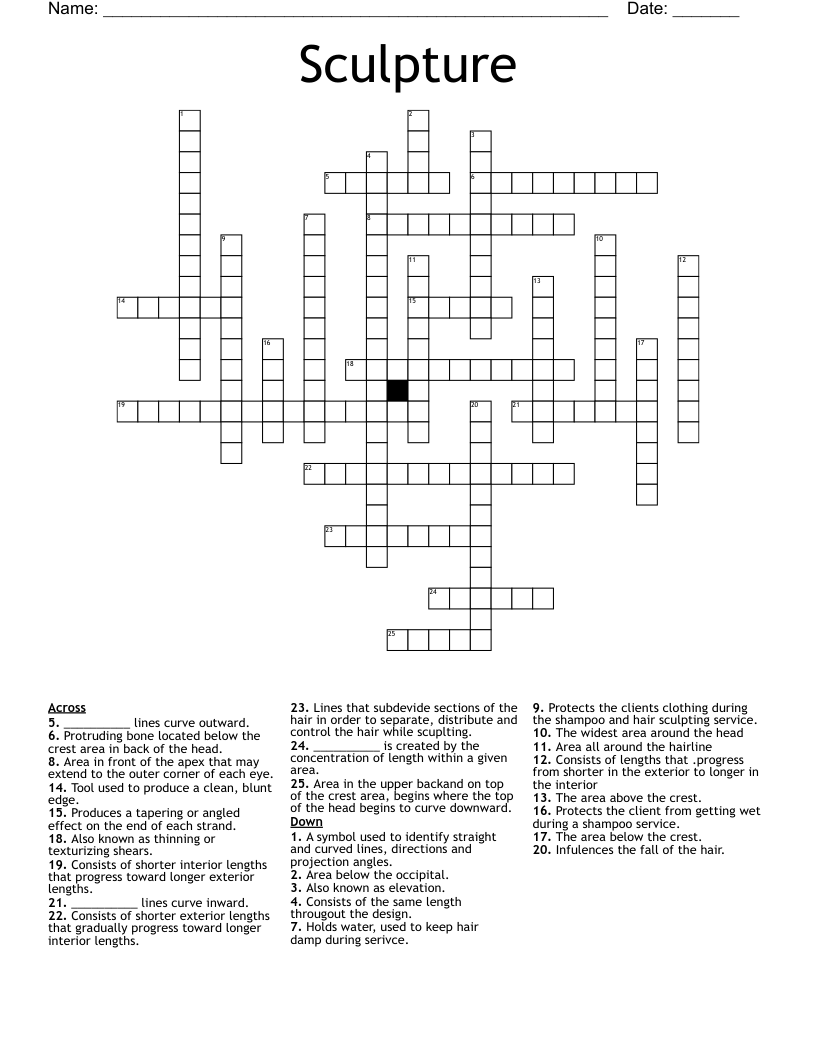 Sculpture crossword
