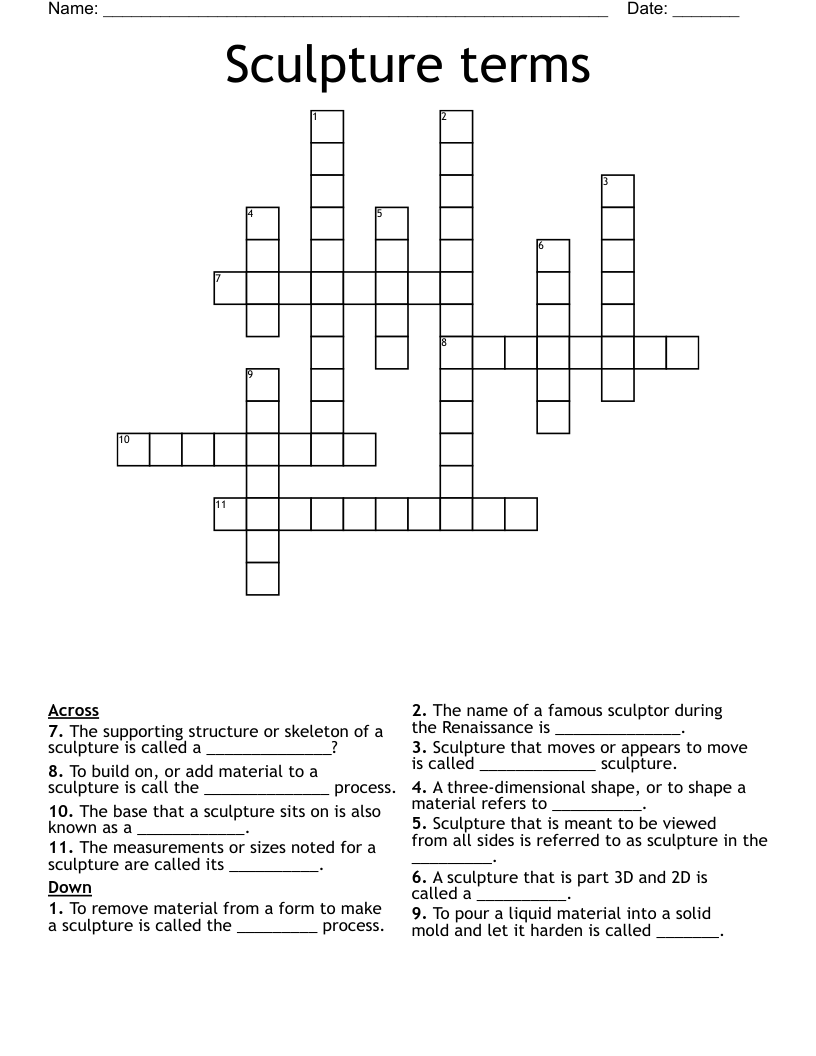 Sculpture terms crossword