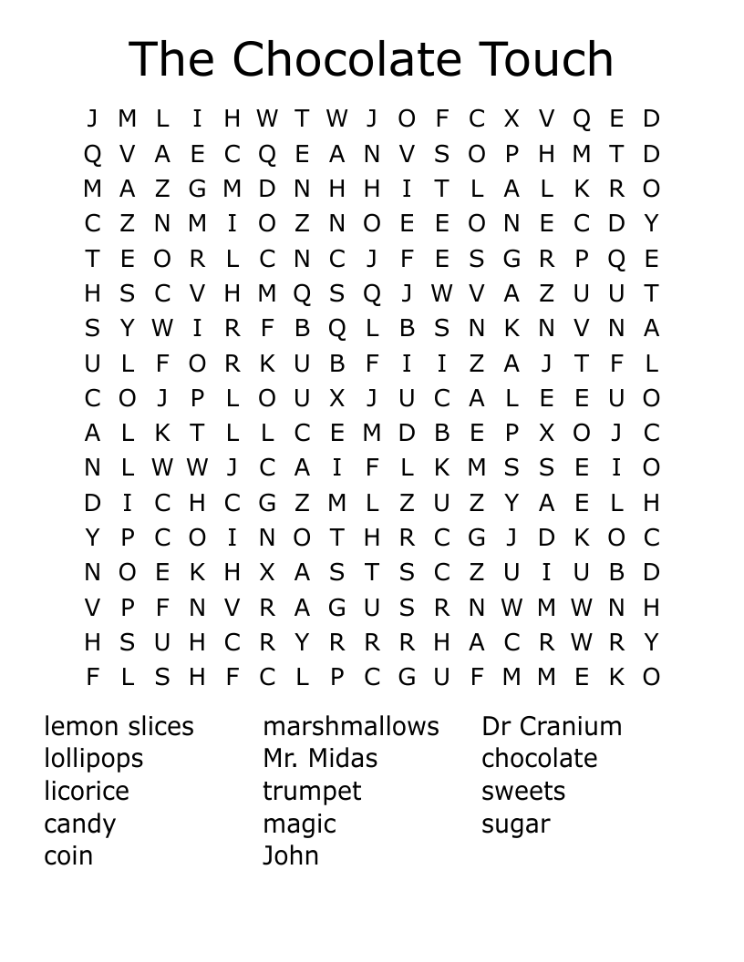Find chocolate touch lesson plans and teaching resources. The Chocolate Touch Word Search Wordmint