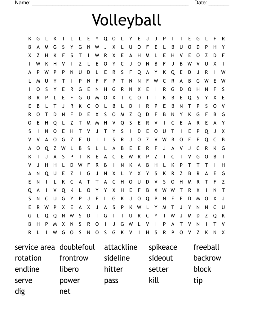 volleyball crosswords word searches bingo cards wordmint