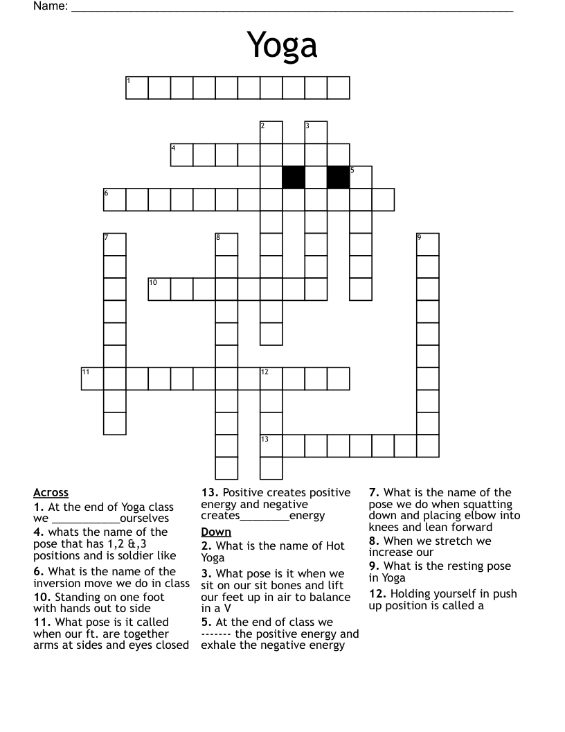 Movement between yoga poses crossword