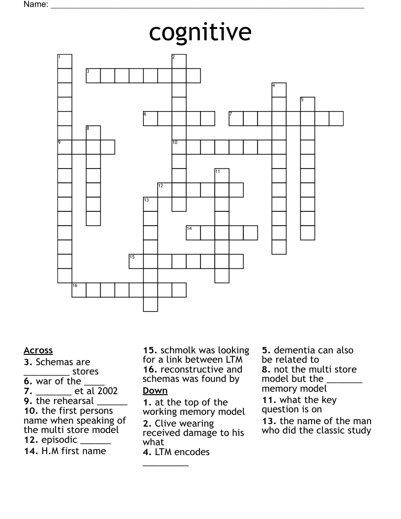 Cognitive crossword
