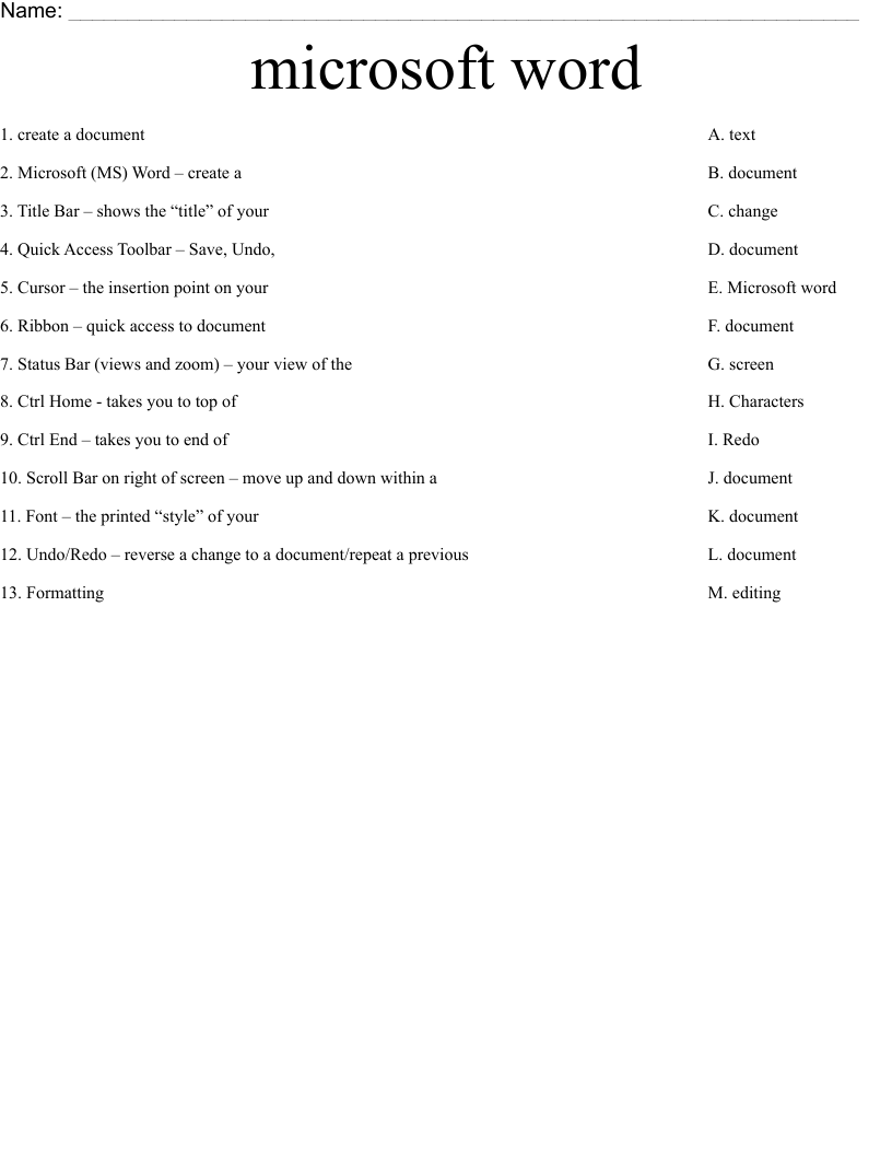 Students need to improve the . Microsoft Word Worksheet Wordmint