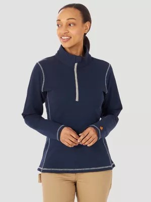 womens wrangler flame resistant long sleeve quarter-zip pullover womens tops wrangler on women's quarter zip pullover