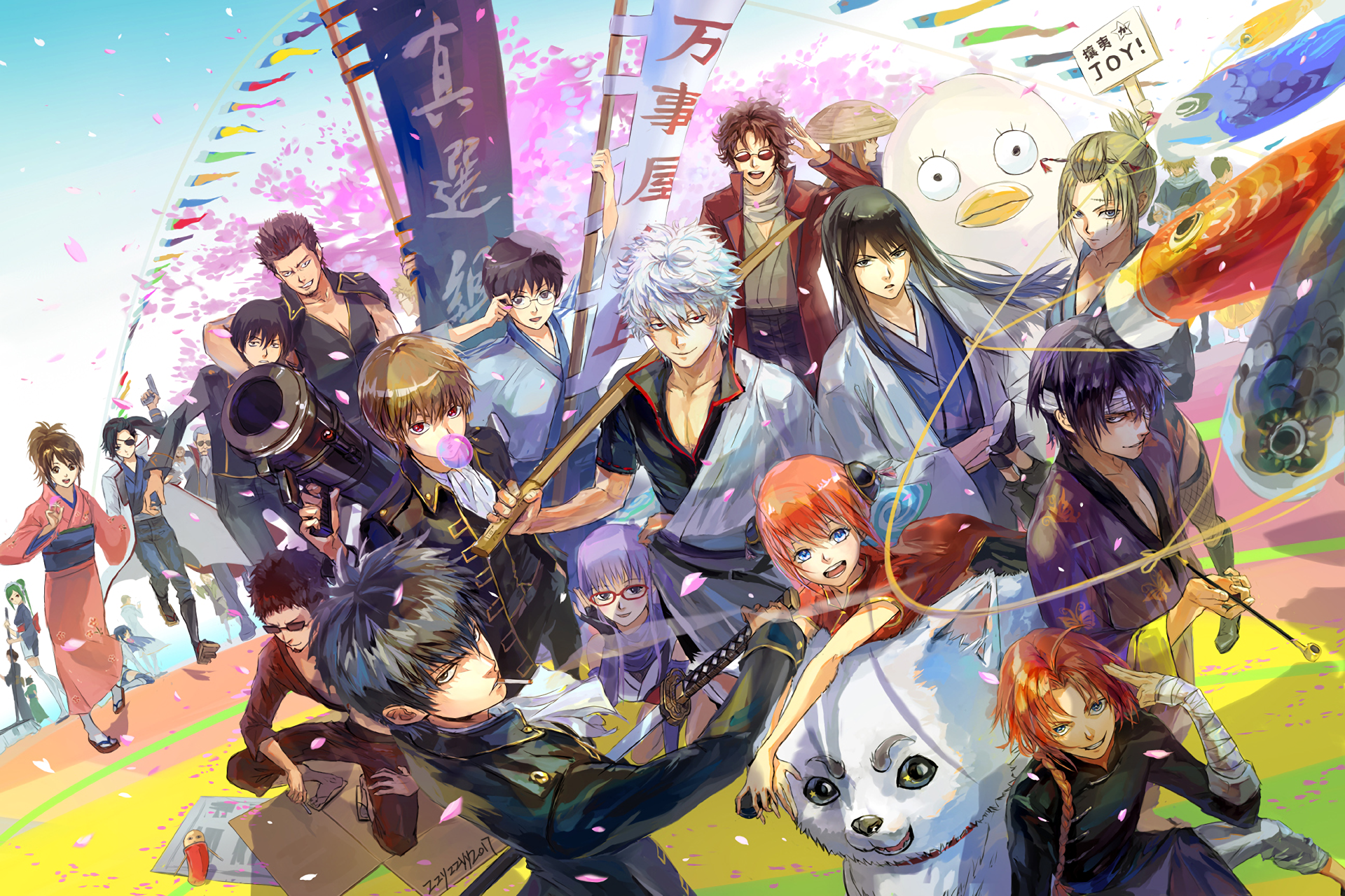 Gintama shinsuke takasugi at battlefield. Gintoki Sakata Shinsuke Takasugi And Tama Gintama Hd Wallpaper Background Image 1920x1280