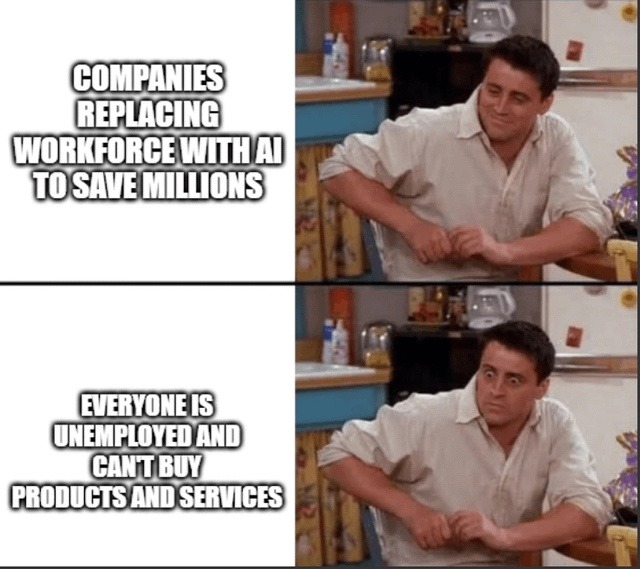 ﻿COMPANIES REPLACING WORKFORCE WMHQ TOSAVEMILUONS EVERYONEIS UNEMplOYWAv CANTBUY PRODUCIS ANDSERUICES