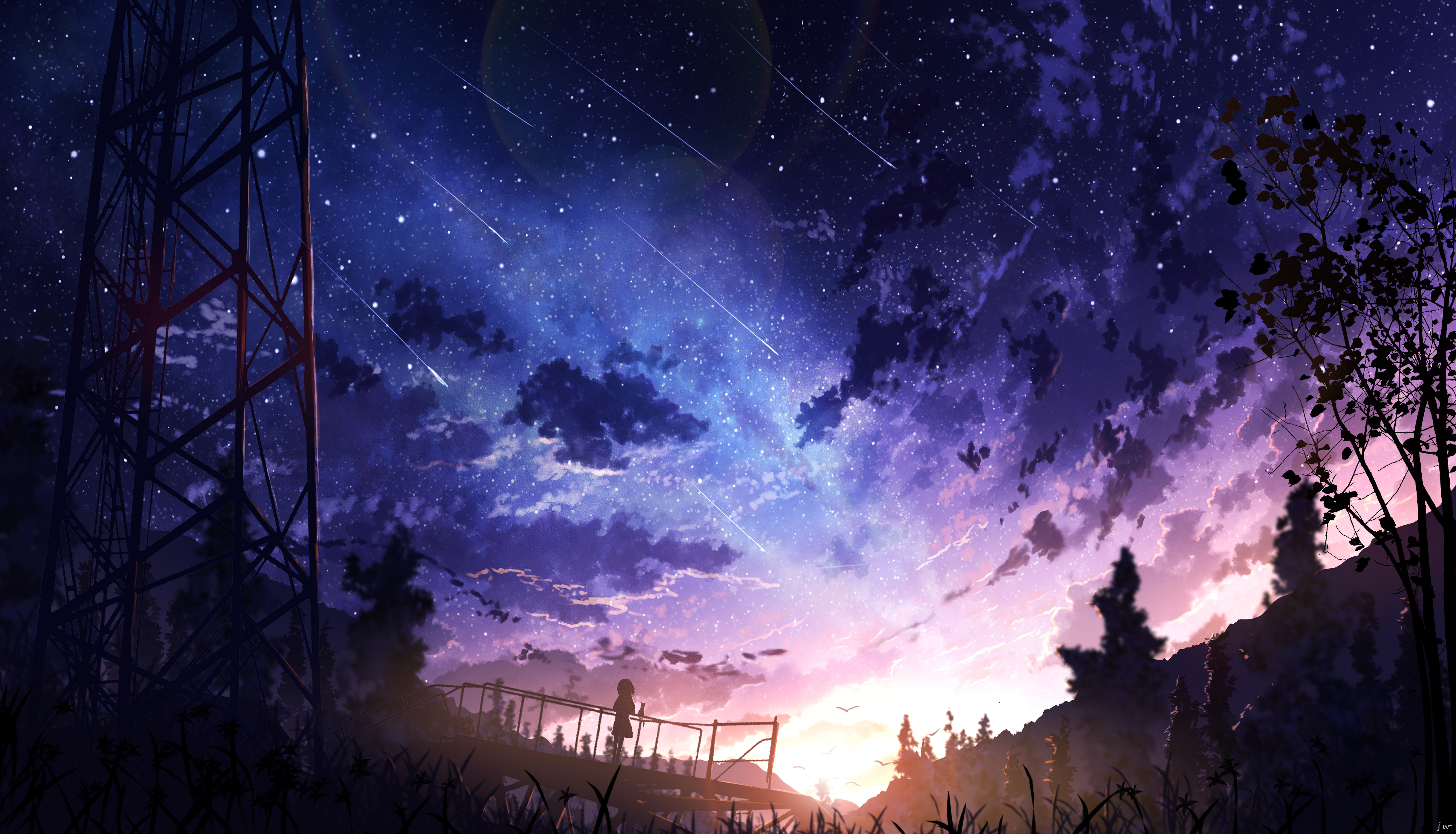 original 4k ultra hd wallpaper background image on night sky with cloud anime wallpapers