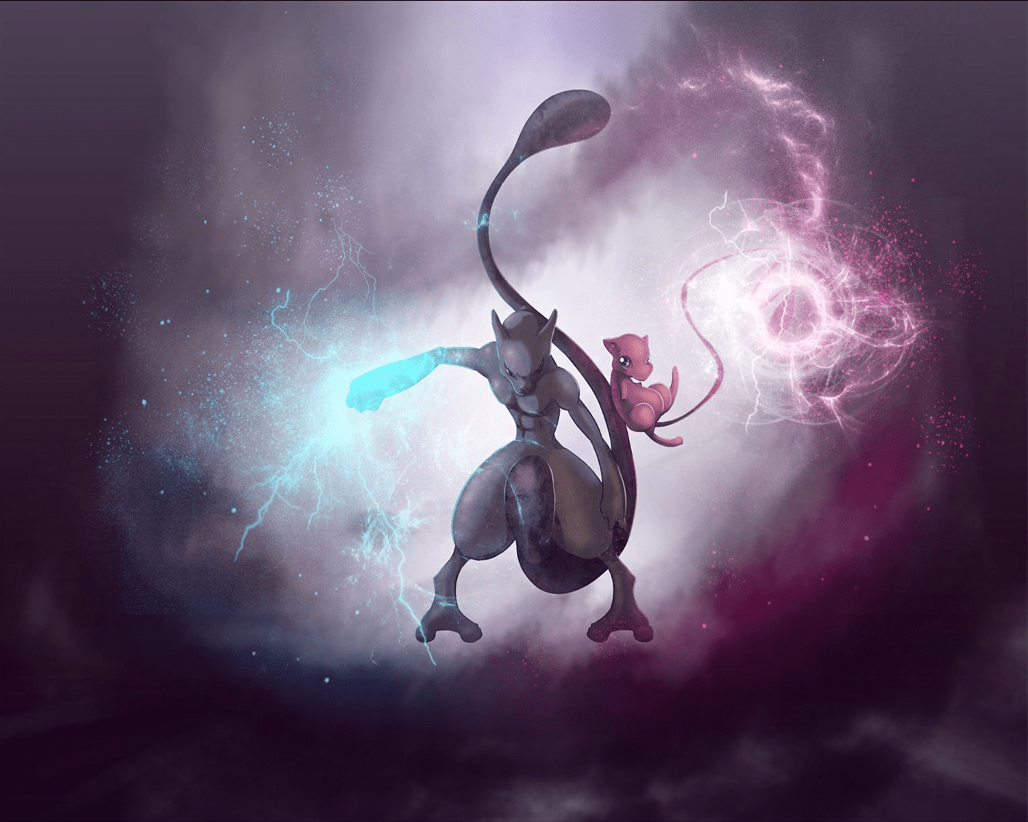 mewtwo and mew wallpaper and background image 1500x1200 on mew and mewtwo wallpapers