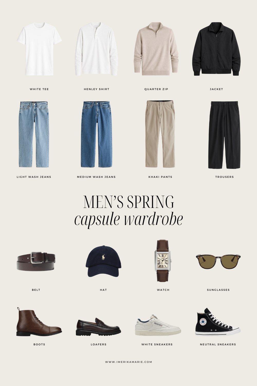 Men’s Spring Capsule Wardrobe + 20 Outfit Ideas