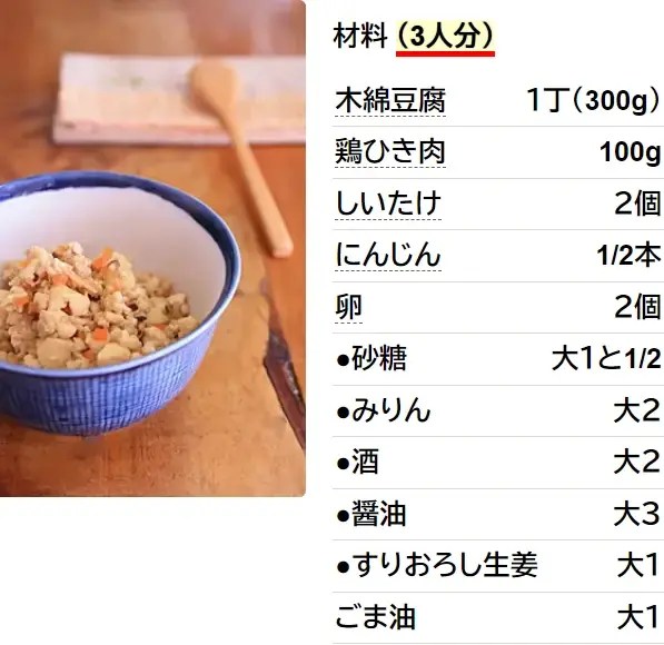 鶏挽き肉で生姜風味の炒り豆腐