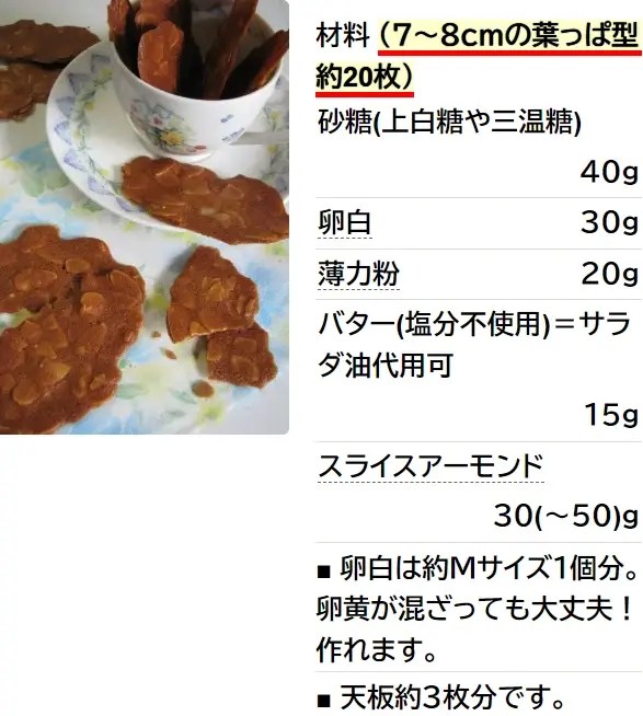 卵白消費♬簡単＊アーモンドチュイール