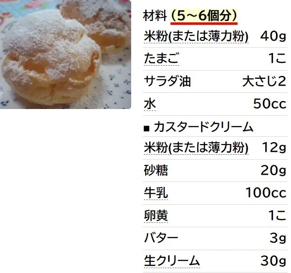 サラダ油で♪米粉のさくさくシュークリーム