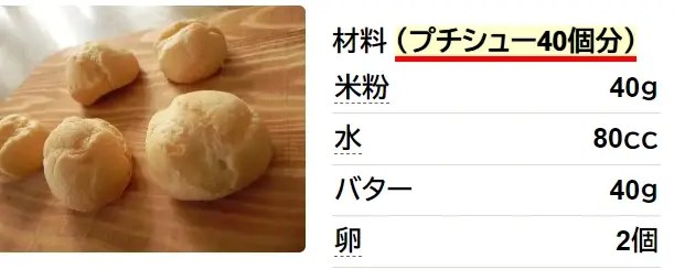 材料4つ★米粉のサクサクシュークリーム