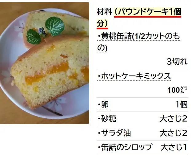 果肉たっぷり!! 黄桃パウンドケーキ
