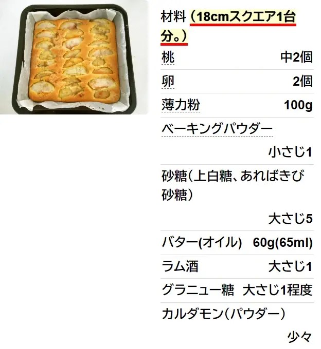 Peach Cake. 桃のケーキ