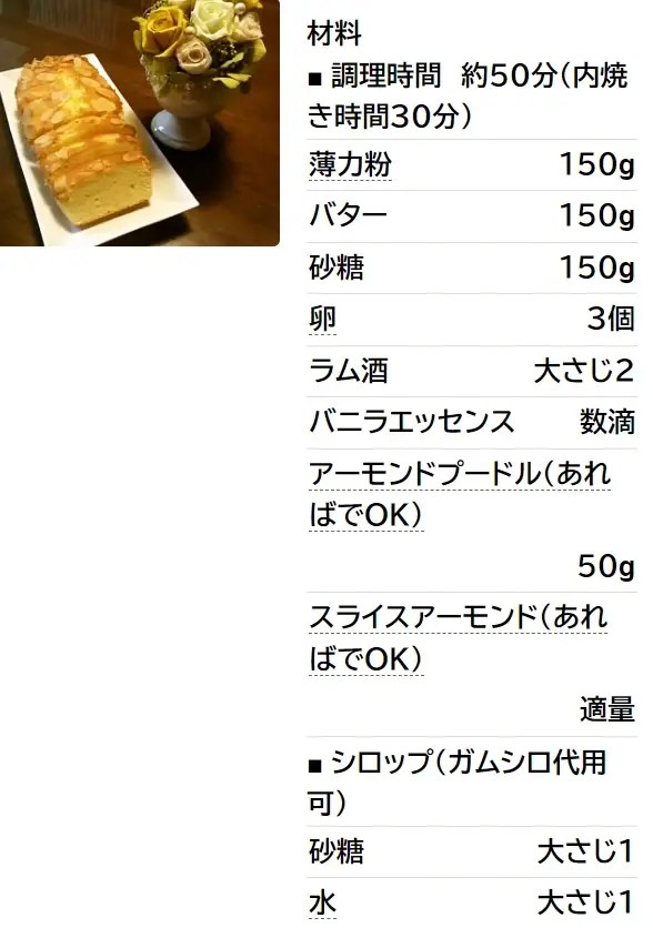 ◆簡単 究極のアーモンドパウンドケーキ◆