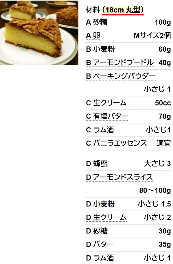 こんなの探してた アーモンドケーキ