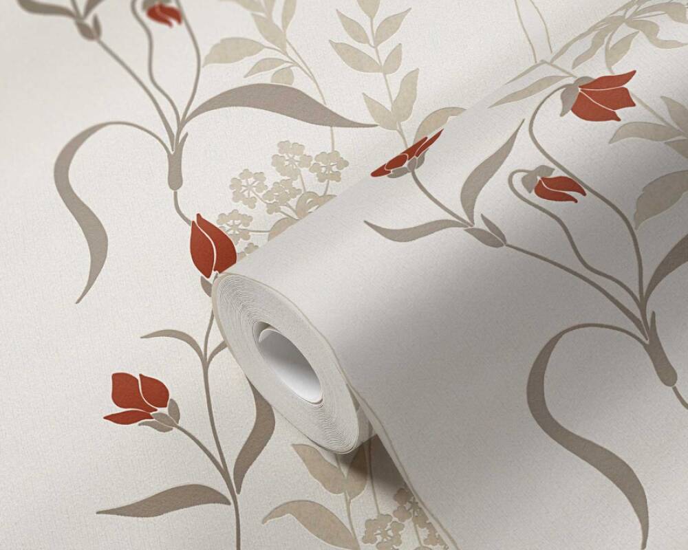 It's popular because it's not . Livingwalls Wallpaper Flowers Beige Brown Red 958741