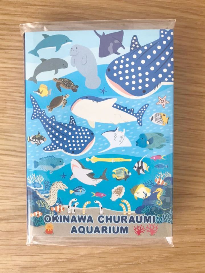 【新品】 沖縄県 美ら海水族館/ちゅらうみ水族館 お土産/おみやげ パタパタメモ ジンベイザメなどのかわいいイラスト4種 未開封 新品 送料