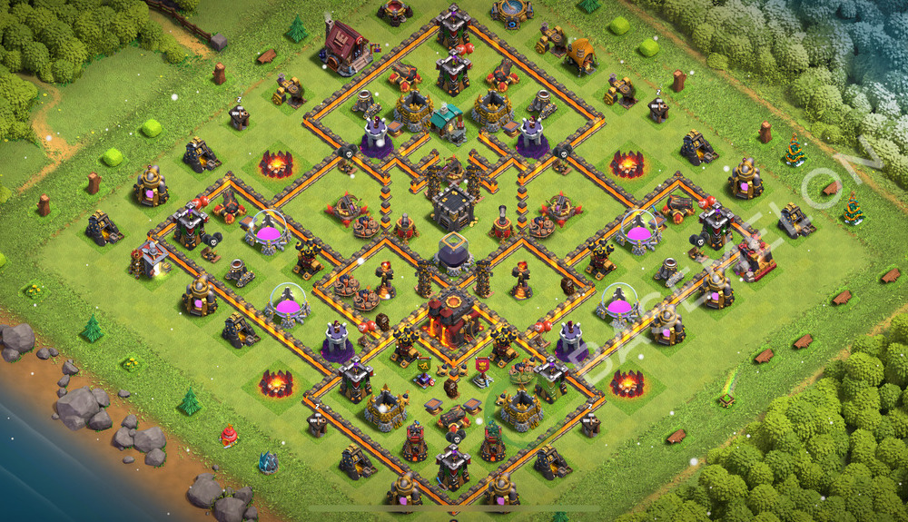 Town Hall Trophy Defense COC Base Layout 2026 With Copy Link TH10 Md.