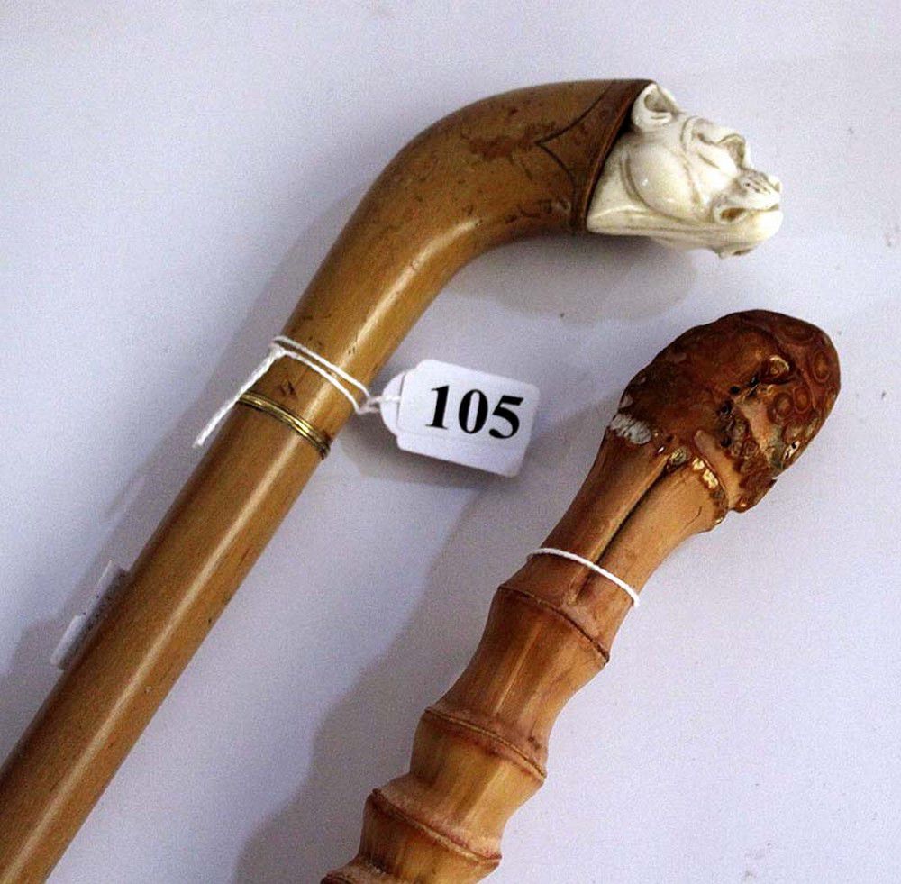 Australian walking sticks with bone dog handle and cane