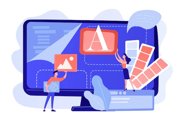 Programmers Computer Using Low Code Platform Stock Vector Royalty Free - Abstract Textures - Classic High Resolution Collection