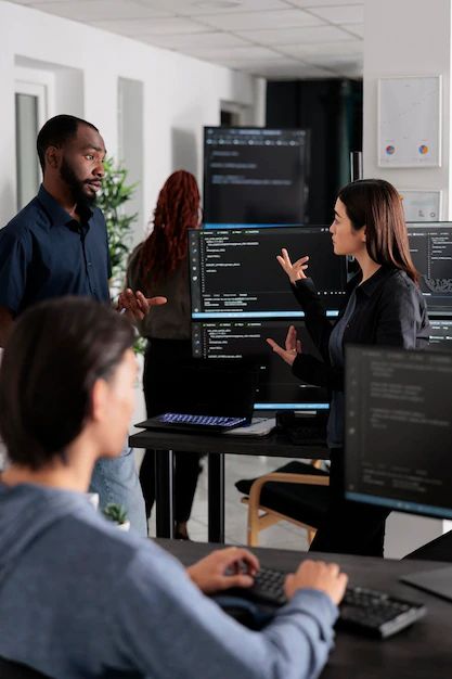 Software Developer Working On New User Interface With Online System To Create Algorithm In It - Download Amazing Vintage Design | HD