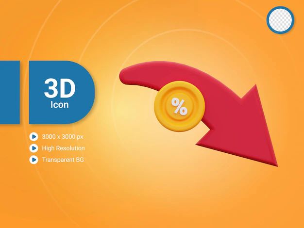 Premium Psd Graph Down Decrease Side View 3d Rendering Icon - Ocean Backgrounds - Artistic HD Collection