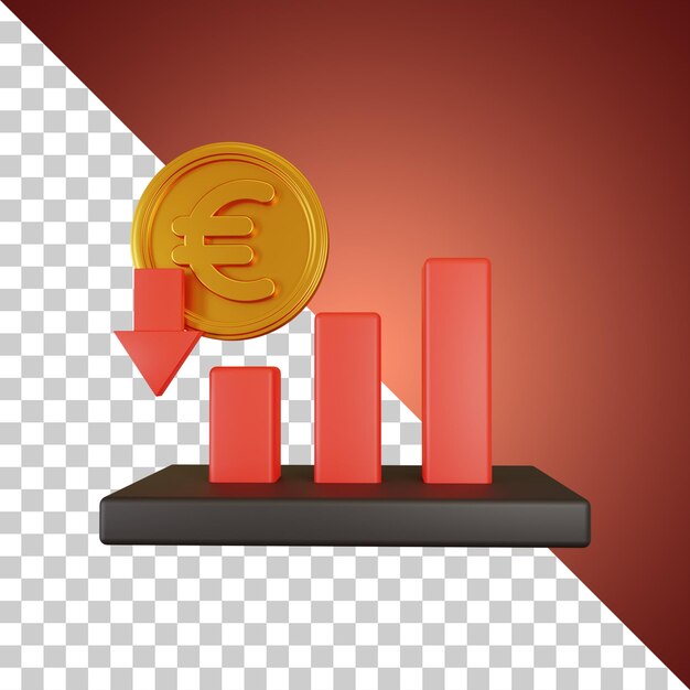 Premium Psd Graph Down Decrease Side View 3d Rendering Icon - Minimal Designs - Stunning High Resolution Collection