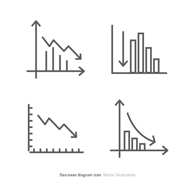 Decrease Down Graph Diagram Chart Blue Icon Vector Illustration - Mountain Image Collection - 8K Quality