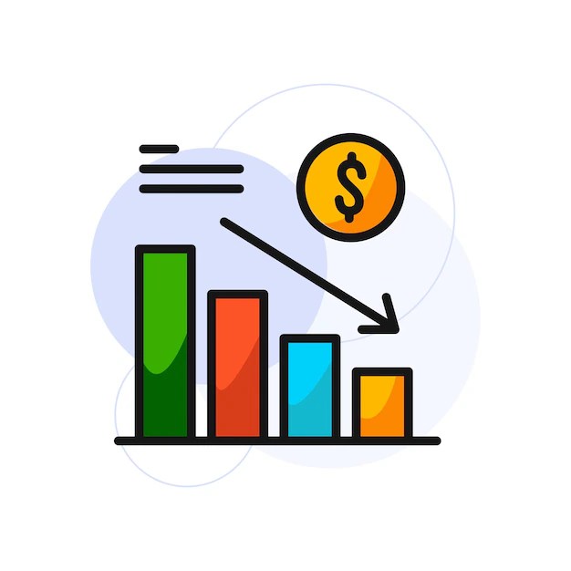 Premium Vector Decrease Icon Vector Illustration Line Outline Icons - Best Gradient Illustrations in 4K