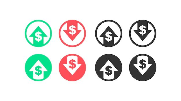 Increase Decrease Percentage Dollar Icons Dollar Stock Vector Royalty - Gradient Design Collection - High Resolution Quality