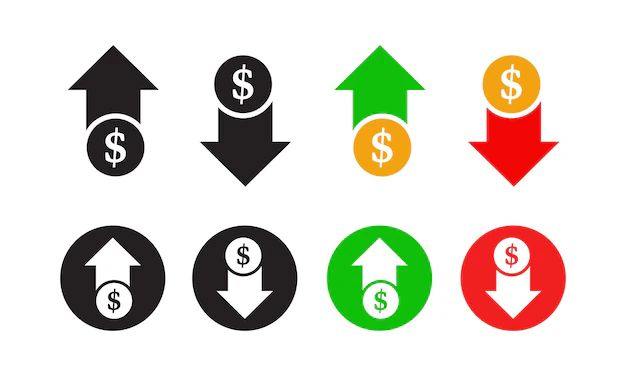 Dollar Increase Decrease Icon Money Symbol With Arrow Vector - Premium Geometric Art Gallery - HD