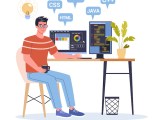 Premium Vector Of A Full Stack Developer Working On Computer It