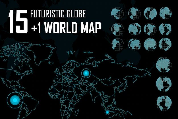 Premium Vector Futuristic World Map Futuristic World Map 457879 864 