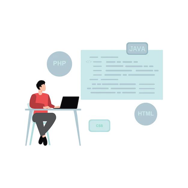 Premium Vector The Guy Is Doing Php Coding - Download Elegant Mountain Wallpaper | Desktop