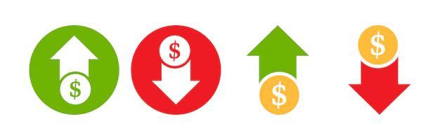 Premium Vector Dollar Increase Decrease Icon Up And Down Dollar Arrow Vector Symbol - Perfect Dark Pattern - Retina