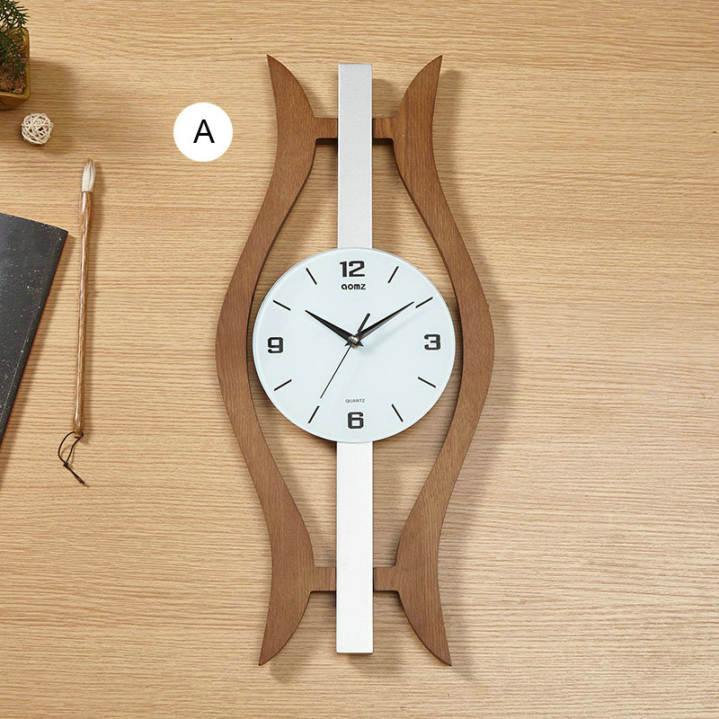 Modern Wooden Wall Clock Unique Hollow Background Mute Wall Clock A B Options