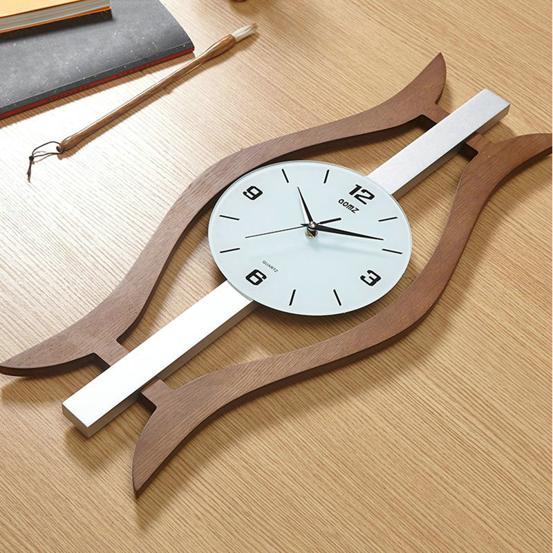Modern Wooden Wall Clock Unique Hollow Background Mute Wall Clock A B Options