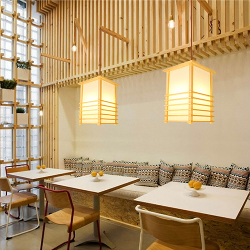 Modern Wooden Pendant Light Japanese Style Pendant Light Living Room Bedroom Study Lighting