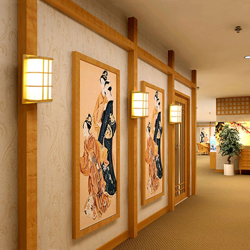 Creative Led Wall Sconce Japanese Wooden Wall Light Bedroom Balcony Lighting