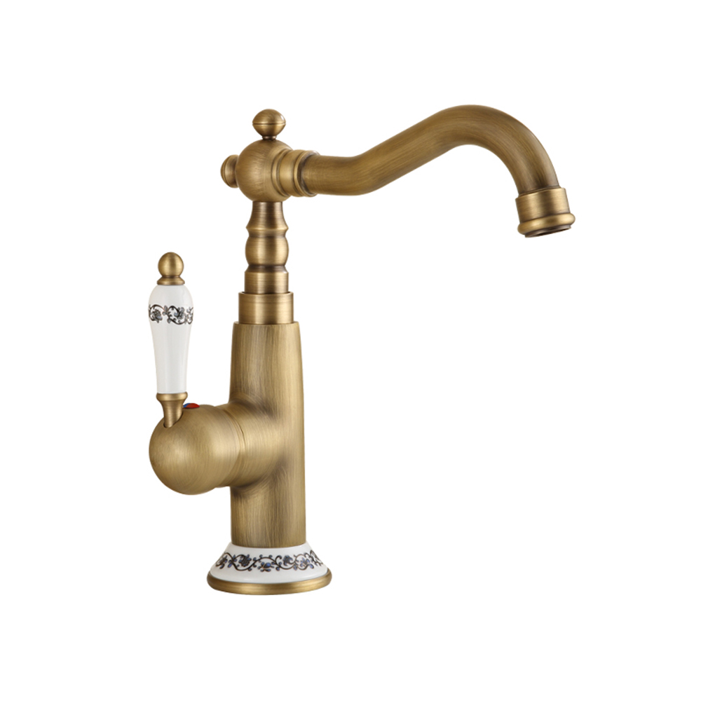 Amenagement de salle de bain pour personne agée. Robinet de lavabo/vasque en cuivre brossÃ© style rÃ©tro pour salle de