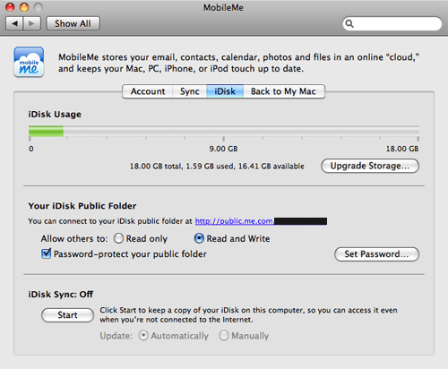 Configure iDisk Public Settings