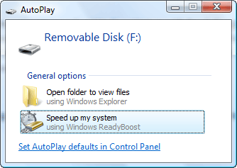 Vista AutoPlay ReadyBoost option