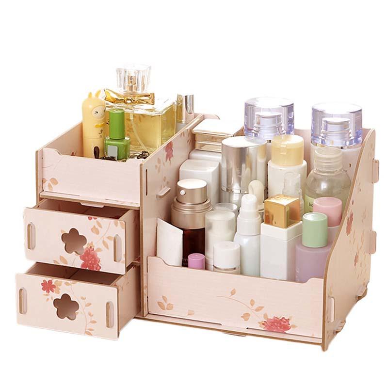 diy bling makeup organizer with glitter and beads. Multifunctional Diy Makeup Box Wooden Cosmetic Jewelry Container Storage Box For Bedroom Bathroom Buy At A Low Prices On Joom E Commerce Platform