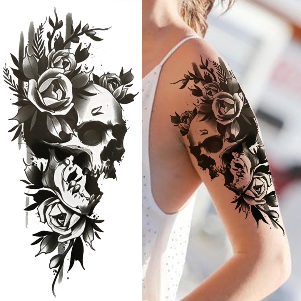 Buy Skull Dahlia Temporary Tattoos For Women Men Mamba Snake Flower Turtle Fake Tatoos Washable Half Sleeve Arm Tattoo Sticker At Affordable Prices — Free Shipping, Real Reviews With Photos — Joom 1024_x_1024_jpg